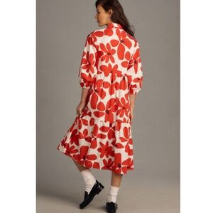 Maeve by Anthropologie Bettina Shirt Dress - Red Floral - Size Medium